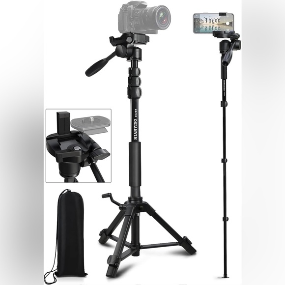 Nianyiso Bj368 Camera Tripod Stand 3-way Swivel Detachable, Portable Monopod - Picture 1 of 7